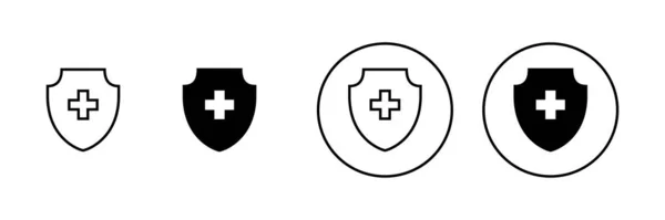 Sjukförsäkring Ikoner Som Försäkring Hälsodokument Tecken Och Symbol — Stock vektor
