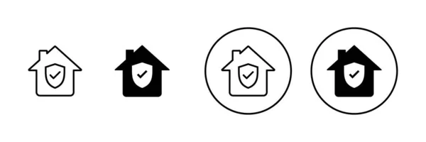 Icônes Assurance Habitation Ensemble Signe Symbole Protection Domicile — Image vectorielle