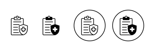 Zestaw Ikon Ubezpieczenia Medycznego Znak Symbol Ubezpieczenia Zdrowotnego — Wektor stockowy