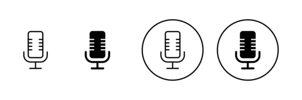 Ikony Mikrofonu Ustawione Znak Symbol Karaoke — Wektor stockowy