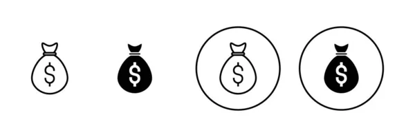 Set Icone Monetarie Denaro Simbolo — Vettoriale Stock