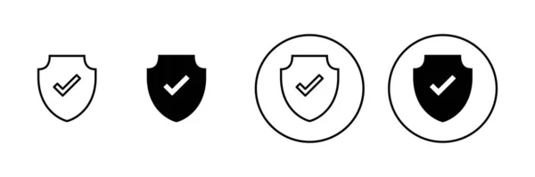 Cochez Les Icônes Bouclier Protection Approuver Signe Icône Assurance — Image vectorielle