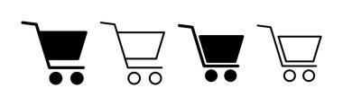 Web ve mobil uygulama için ikon vektörü alınıyor. Alışveriş arabası işareti ve sembol. Trolley simgesi