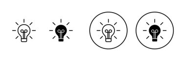 Lamba simgeleri ayarlandı. Ampul işareti ve sembol. fikir sembolü.