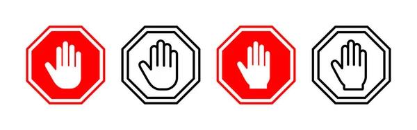 停止图标向量为Web和移动应用程序 停车标志 手停止标志和符号 不要用手进入停红牌 — 图库矢量图片