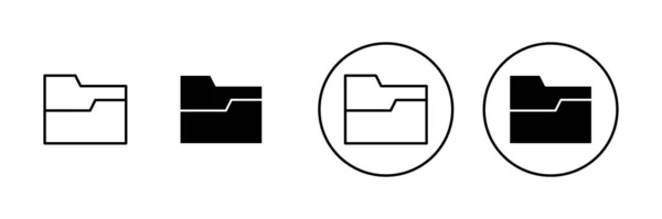 Set Icone Delle Cartelle Segno Simbolo Della Cartella — Vettoriale Stock