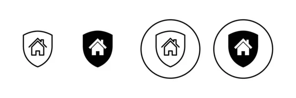 Zestaw Ikon Ubezpieczenia Domu Znak Symbol Ochrony Domu — Wektor stockowy
