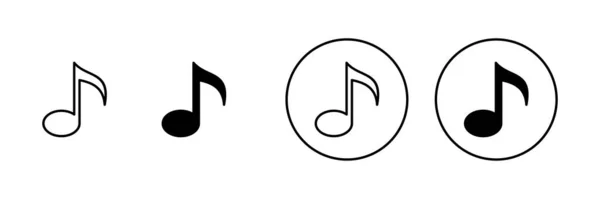 Icônes Musique Réglées Note Signe Symbole Musical — Image vectorielle