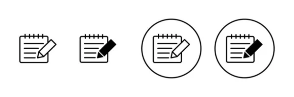 Ikony Poznámek Nastaveny Značka Symbol Notepadu — Stockový vektor