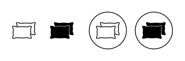 Conjunto Ícones Travesseiro Sinal Almofada Símbolo Travesseiro Macio Confortável — Vetor de Stock