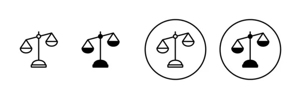 Ikony Wagi Ustawione Ikona Skali Prawa Podpis Symbol Sprawiedliwości — Wektor stockowy