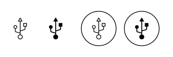 Σύνολο Εικονιδίων Usb Σύμβολο Και Σύμβολο Flash Disk Σήμα Φλας — Διανυσματικό Αρχείο