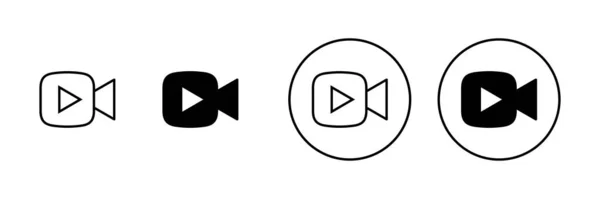 Icônes Vidéo Réglées Signe Symbole Caméra Vidéo Enseigne Cinéma Cinéma — Image vectorielle