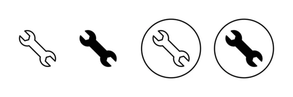 Jeu Icônes Clé Icône Réparation Outils Signe Symbole — Image vectorielle