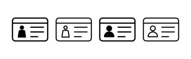 Web ve mobil uygulama için lisans simgesi vektörü. Kimlik kartı simgesi. Sürücü ehliyeti, personel kimlik kartı 