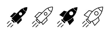 Web ve mobil uygulama için roket simgesi vektörü. Başlangıç işareti ve sembol. roket fırlatma simgesi