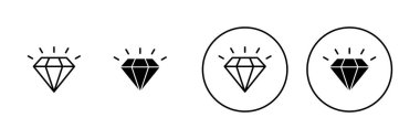 Elmas simgeleri ayarlandı. Elmas taşları işareti ve sembolü