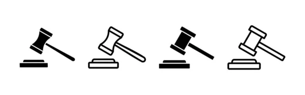 Вектор Значков Молотка Веб Мобильного Приложения Судья Молоток Знак Символ — стоковый вектор