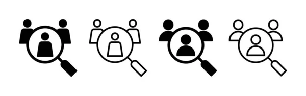 Web ve mobil uygulama için simge vektörü işe alınıyor. Arama işi boşluk işareti ve sembol. İnsan kaynakları konsepti. İşe alım.
