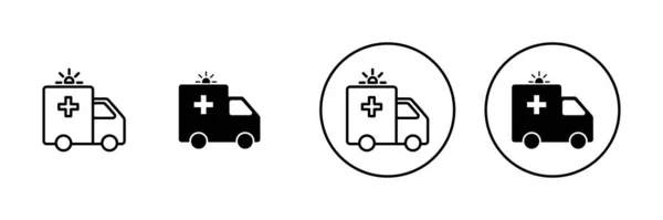 救急車のアイコンを設定します 救急車の標識とシンボル 救急車 — ストックベクタ