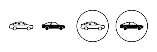 Ikony Samochodów Ustawione Znak Symbol Samochodu Mały Sedan — Wektor stockowy