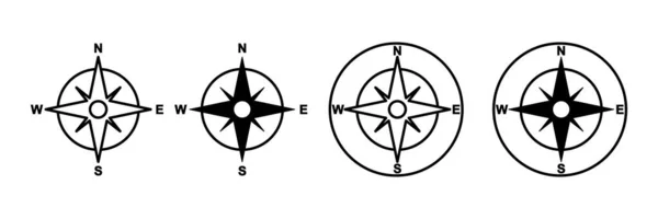 Ikony Kompasu Ustawione Znak Ikony Kompasu Strzałki Symbol — Wektor stockowy