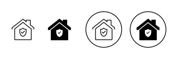 Lakásbiztosítási Ikonok Beállítva Otthoni Védjegy Szimbólum — Stock Vector