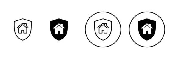 Иконки Страхового Полиса Знак Защиты Дома Символ — стоковый вектор