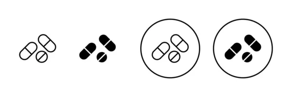 Set Icone Delle Pillole Icona Della Capsula Segno Simbolo Della — Vettoriale Stock