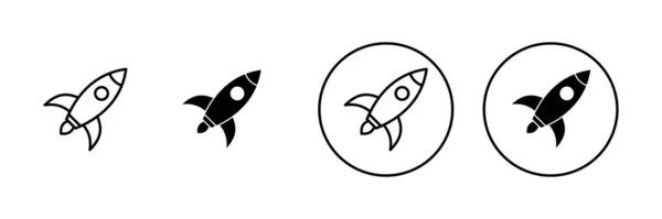 Raketové Ikony Nastaveny Spouštěcí Znak Symbol Ikona Raketometu — Stockový vektor