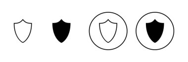 Kalkan simgeleri ayarlandı. Koruma ikonu. Güvenlik işareti ve sembol