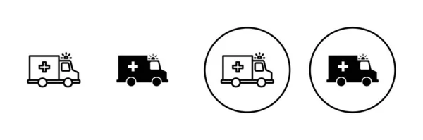 Ambulance Icons Set Ambulance Truck Sign Symbol Ambulance Car — Stock Vector
