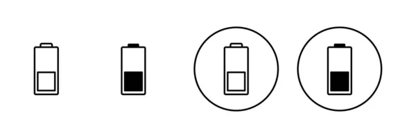 Ikony Baterie Nastaveny Nabíjecí Značka Baterie Úroveň Nabití Baterie — Stockový vektor