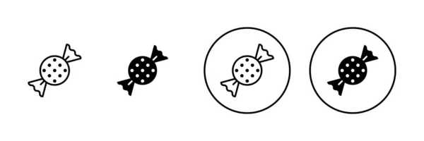 Set Icone Caramelle Segno Caramella Simbolo — Vettoriale Stock