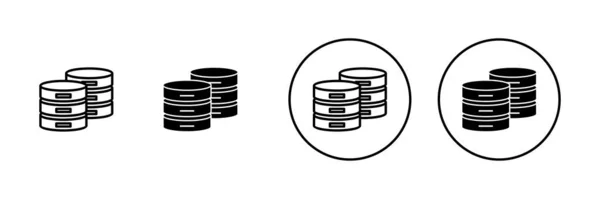 Datenbanksymbole Gesetzt Zeichen Und Symbol Der Datenbank — Stockvektor
