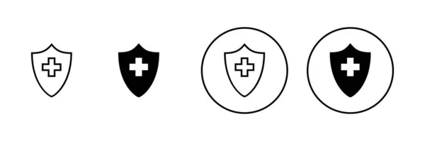 Set Icone Dell Assicurazione Sanitaria Segno Simbolo Del Documento Sanitario — Vettoriale Stock
