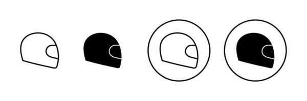 Ikony Kasku Ustawione Znak Symbol Kasku Motocyklowego Ikona Kasku Budowlanego — Wektor stockowy