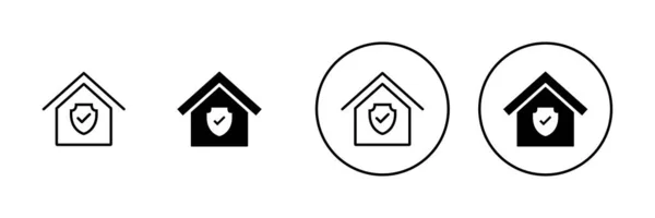 Casa Iconos Seguros Establecidos Signo Símbolo Protección Hogar — Vector de stock