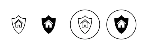 Icônes Assurance Maison Ensemble Signe Symbole Protection Maison — Image vectorielle