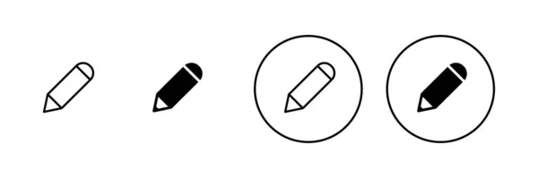 Ensemble Icônes Crayon Signe Symbole Stylo Modifier Vecteur Icône — Image vectorielle