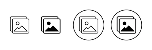 Ikony Obrázků Nastaveny Značka Symbol Galerie Ikona Obrázku — Stockový vektor