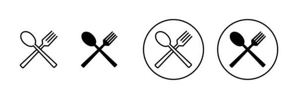 Löffel Und Gabel Icons Set Vorhanden Löffel Gabel Und Messer — Stockvektor