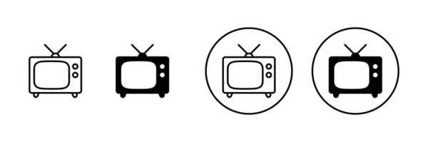 Icônes Réglées Signe Symbole Télévision — Image vectorielle