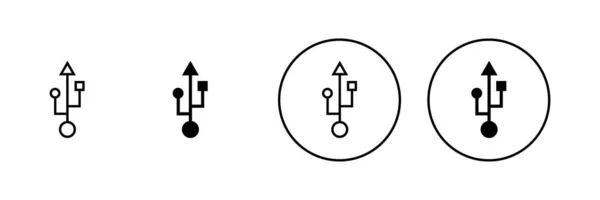 Ikony Usb Ustawione Znak Symbol Dysku Flash Znak Pamięci Flash — Wektor stockowy