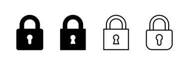 Web ve mobil uygulama için simge vektörünü kilitle. Asma kilit işareti ve sembol. Şifreleme simgesi. Güvenlik sembolü
