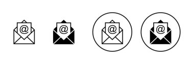 Posta simgeleri ayarlandı. e-posta işareti ve sembol. E- posta simgesi. Zarf simgesi
