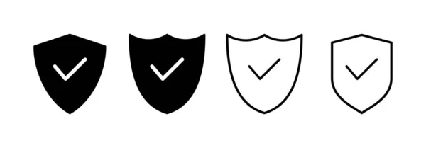 Shield Check Mark Icon Vector Web Mobile App Protection Approve — Stock Vector
