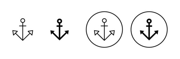 Набор Якорных Икон Знак Символ Якоря Якорная Икона — стоковый вектор