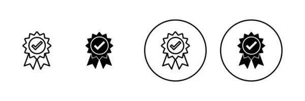 Jeu Icônes Approuvé Icône Médaille Certifiée — Image vectorielle