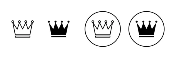 Icone Della Corona Impostate Segno Simbolo Della Corona — Vettoriale Stock
